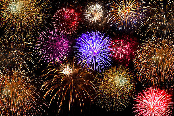 istock beautiful fireworks in the night sky. 521498522