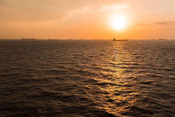 istock Background of cargo ship anchorage. 521499740