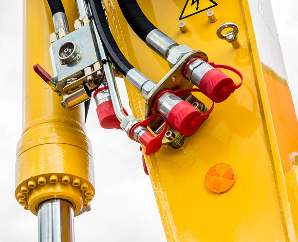 excavator - hydraulic platform valve lever construction equipment стоковые фото и изображения