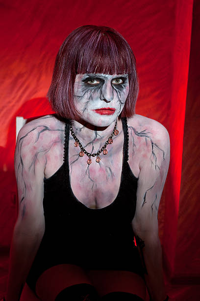 istock Vampire girl on a red background 521503076