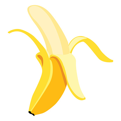 Vector Single Cartoon Peeled Banana
