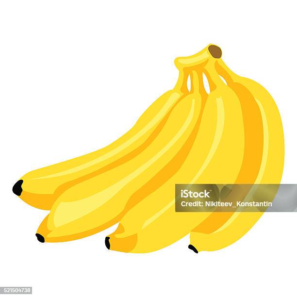  Ramo De Dibujos Animados Vector De Plátanos Amarillos Ilustración Disponible