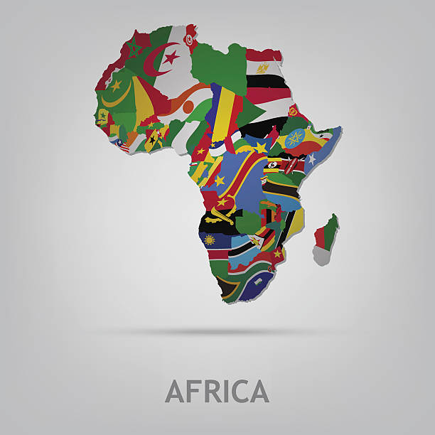 Continet africa The flag of the country in the form of borders africa stock illustrations