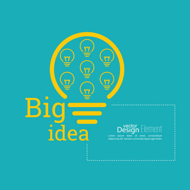 Bulb light idea. Bulb light idea. concept of big ideas inspiration innovation, invention, effective thinking. text big idea stock illustrations