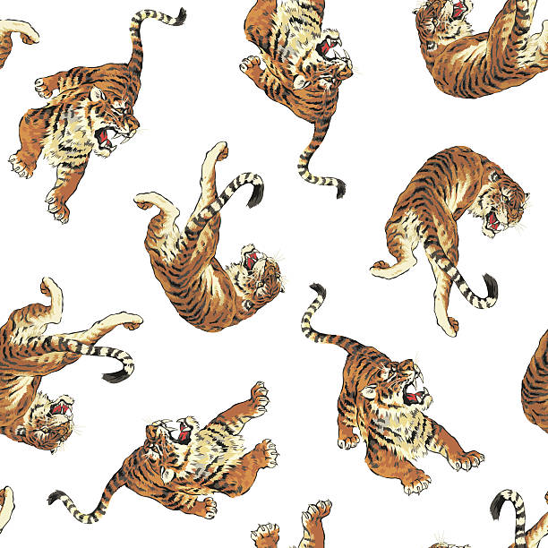 bildbanksillustrationer, clip art samt tecknat material och ikoner med tiger pattern - sumatratiger