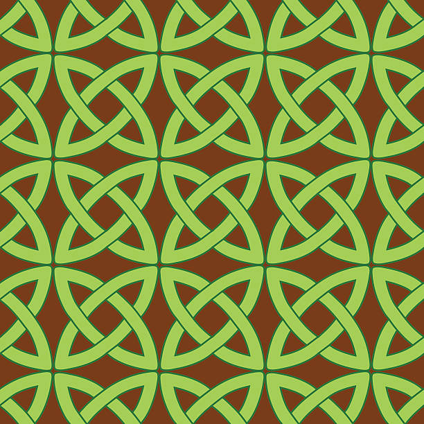 celtic pattern brown vector seamless pattern with traditional celtic motives celtic shamrock tattoos stock illustrations