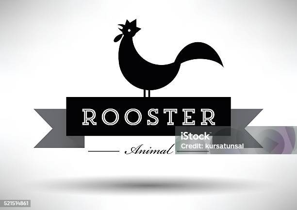 Rooster Icon With Typographic Design Stock Illustration - Download Image Now - Animal, Chicken - Bird, Cockerel