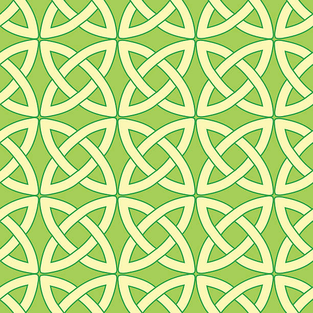 green celtic pattern tender spring green vector seamless pattern with celtic ornament celtic shamrock tattoos stock illustrations