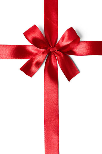 istock Shiny red satin ribbon on white background 521518019