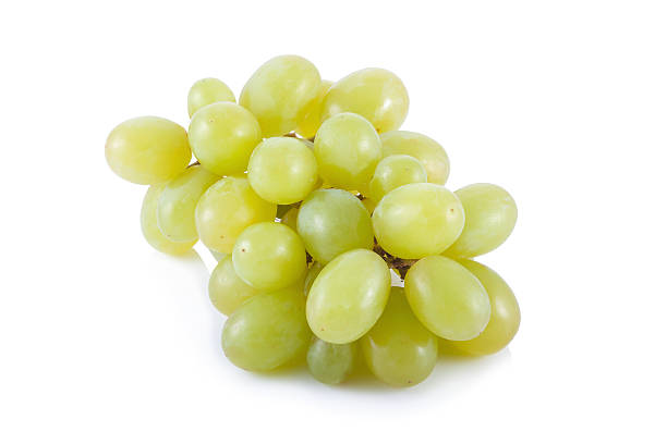 istock Fresh green grapes isolated on white background 521526646