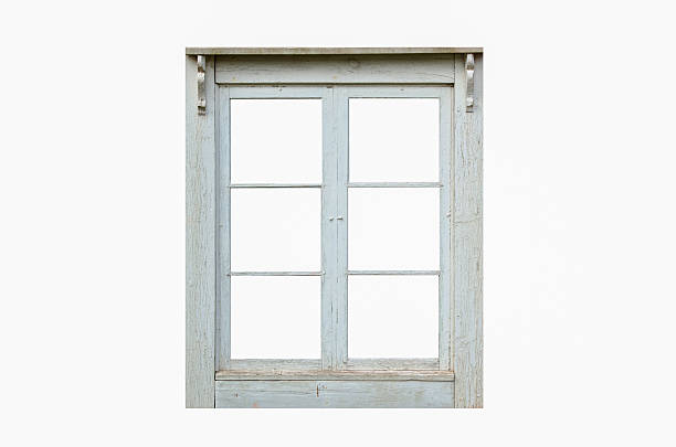 velho residencial corte da janela - window frame window isolated clipping path - fotografias e filmes do acervo