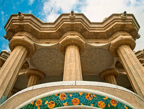 istock view of balcony with columns and mosaic decoration from below 521528780