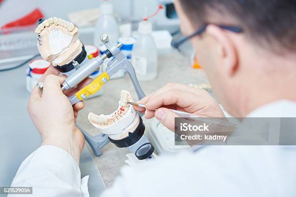 Dental Prosthesis Work Stock Photo - Download Image Now - Dentures, Construction Industry, Technician