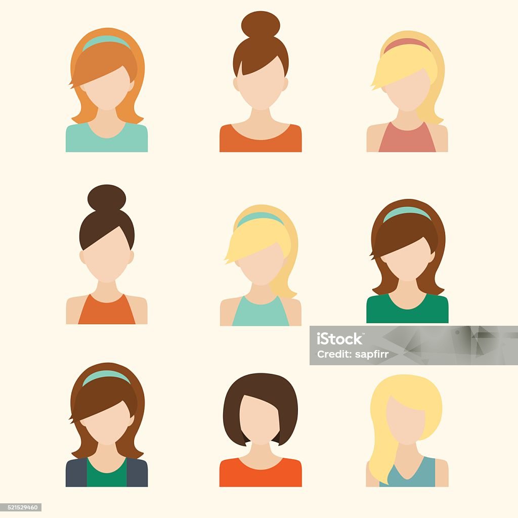 Girls Icons Set Girls Icons Set. Flat Style Modern Design. Vector Illustration Icon Symbol stock vector