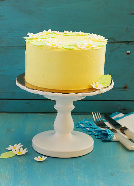istock piece of lemon sponge cake on a plate. 521531762