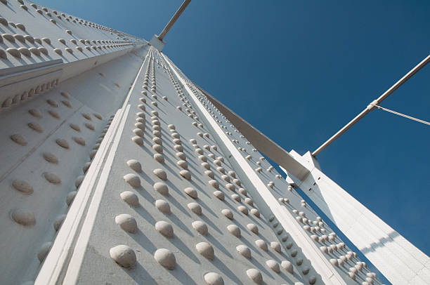 Tower on Humber Bridge spanning Humber estuary