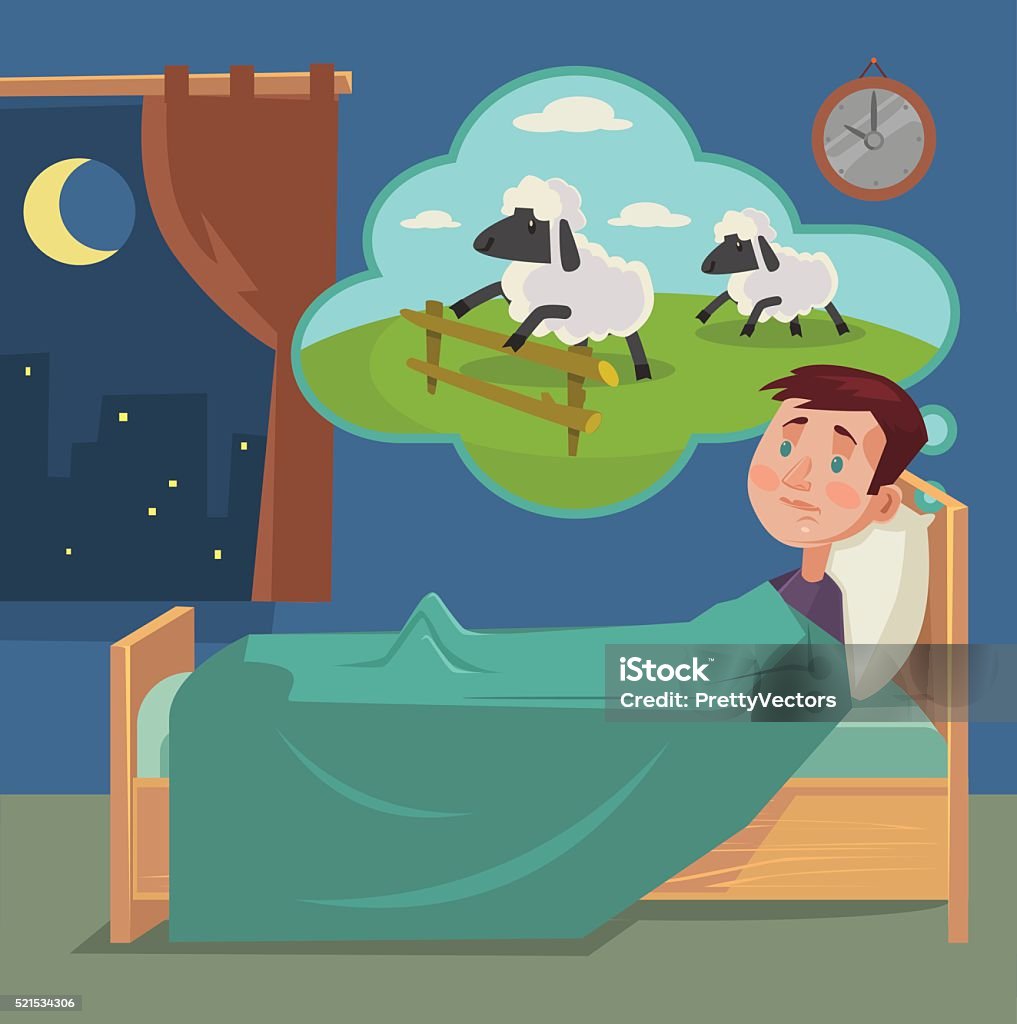 Người Đàn Ông Mất Ngủ Đếm Cừu Hình minh họa Sẵn có - Tải xuống ...