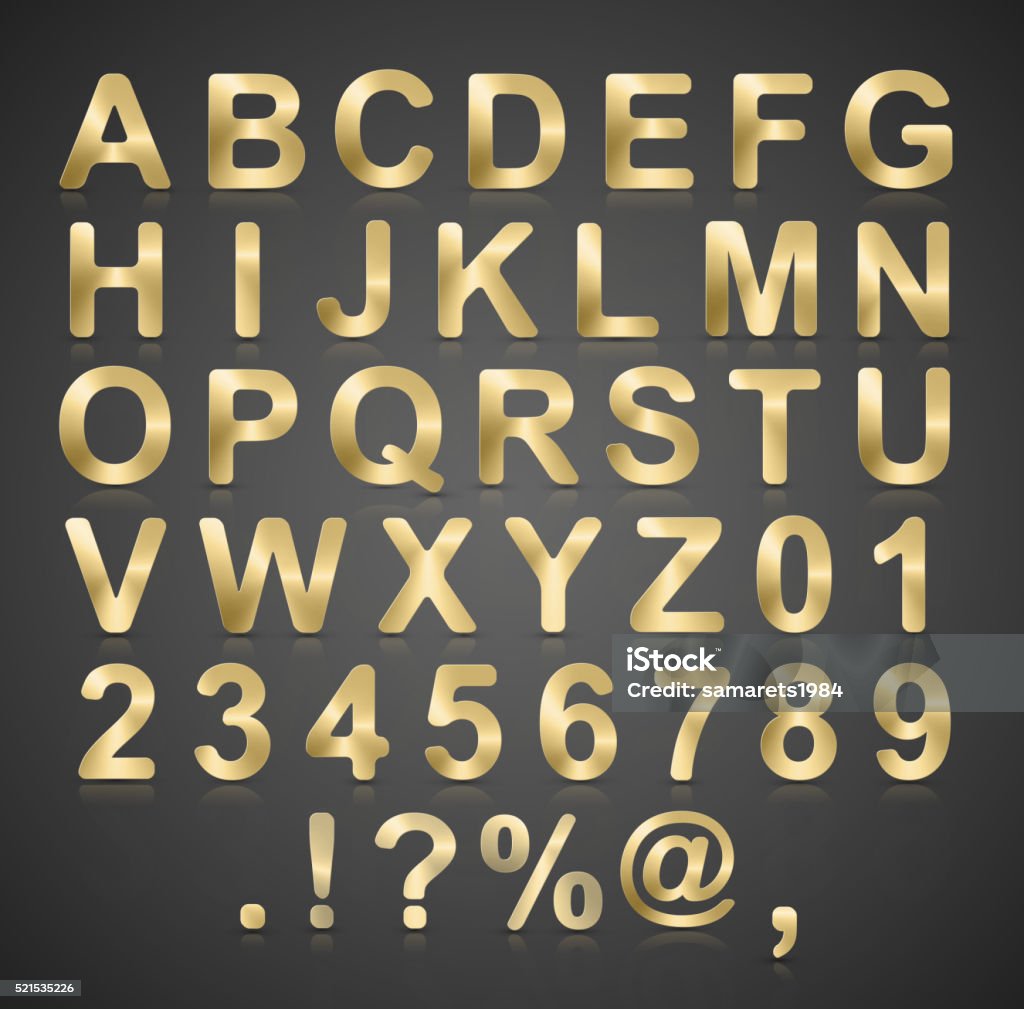 Alphabet In Gold Vector Gold Alphabet Set Stock Illustration - Download Image Now ...
