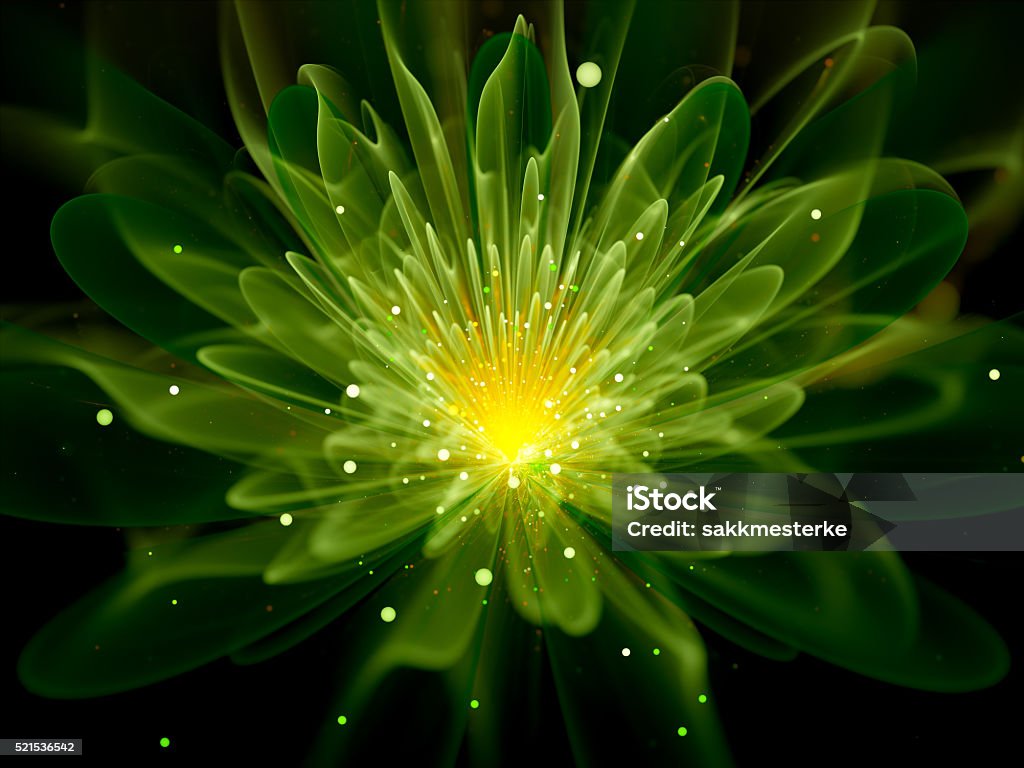 Green glowing fractal flower Green glowing fractal flower, computer generated abstract background Nature Stock Photo