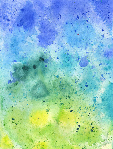 istock Hand Painted Blue and Green Watercolor Textured Background 521536544