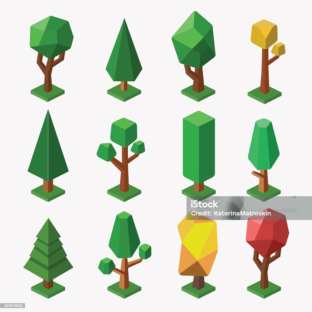 Isometric Vector Tree Set Stock Illustration - Download Image Now ...