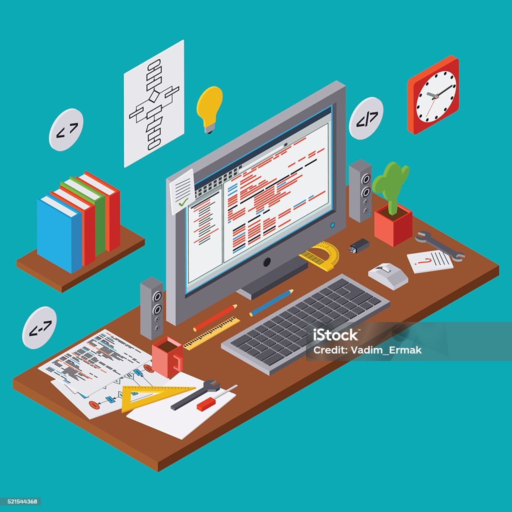 Program Coding Seo Algorithm Improvement Application Development Vector ...