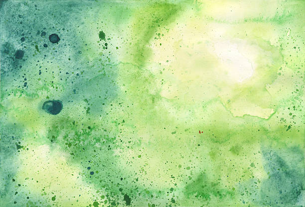 Hand Painted Yellow and Green Watercolor Textured Background vector art illustration