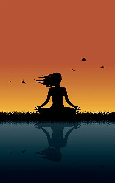 Vector illustration of Yoga at Sunset