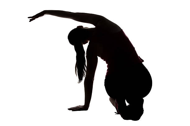 istock Silhouette of woman, stretching with bend 521548476