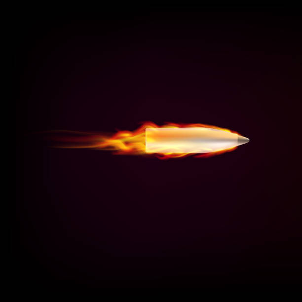 istock Flying bullet with red tongues of flame 521573827