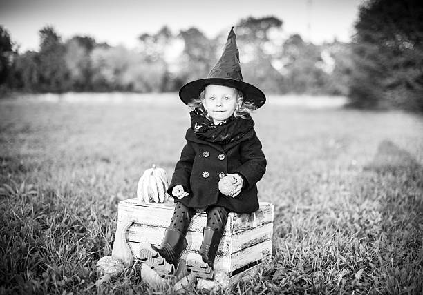 Excited Halloween witch stock photo