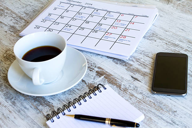 istock Checking monthly activities in the calendar 521575649