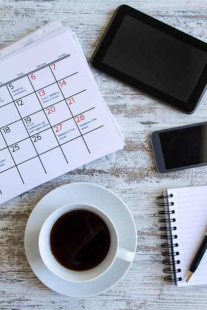 istock Checking monthly activities in the calendar 521575653