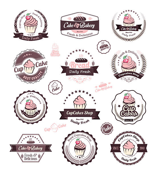 Vintage retro cupcakes bakery badges and labels Vintage retro cupcakes bakery badges and labels, vector illustration eps-10 laurel maryland stock illustrations