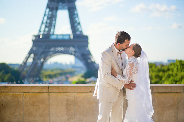 istock Happy just married couple in Paris 521576083