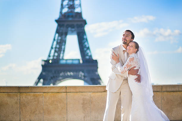 istock Happy just married couple in Paris 521576105
