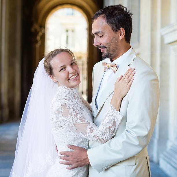 istock Happy just married couple in Paris 521576639