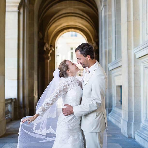 istock Happy just married couple in Paris 521576641