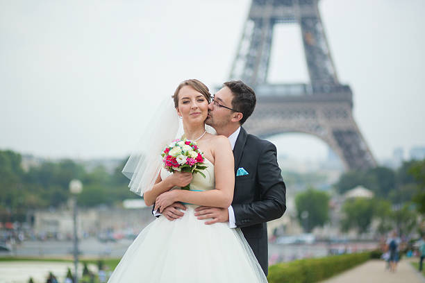 istock Happy just married couple in Paris 521576701