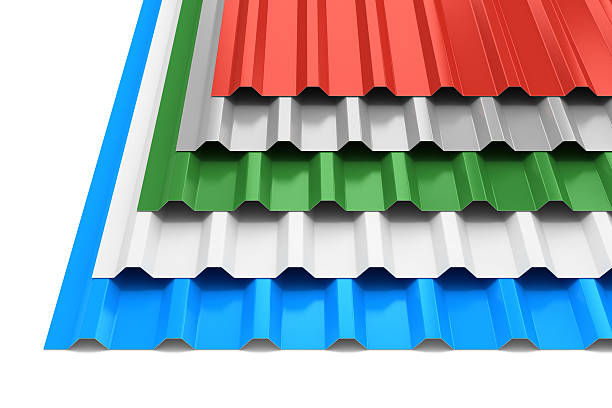 istock Group of steel profile sheets 521580757