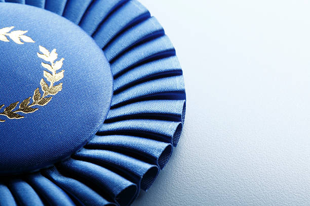 istock Close Up Of Rosette from a Blue Ribbon 521601864