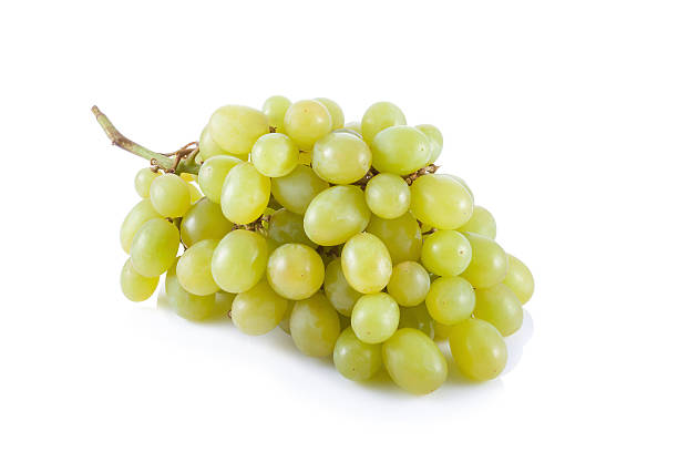 istock Fresh green grapes isolated on white background 521602610