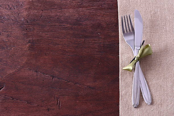 istock Seasonal white wooden table with cutlery 521605158