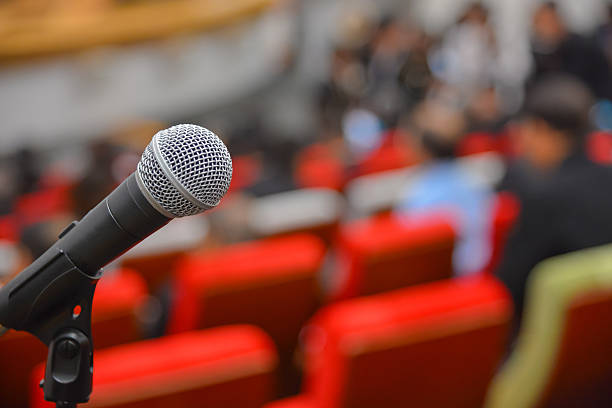 istock Microphone in meeting room for a conference 521606012