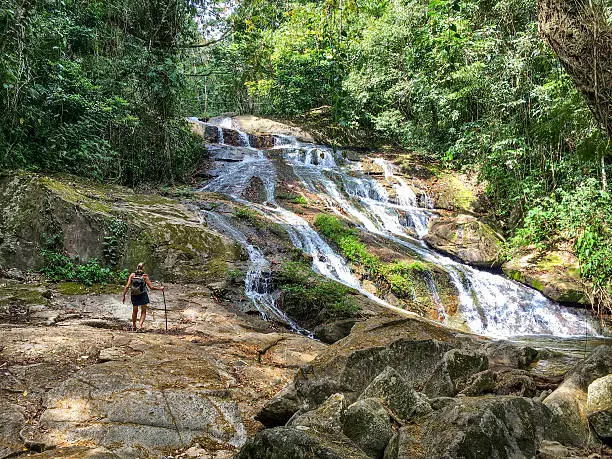 Hiking in Bocawina National Park. Belize, Central America.