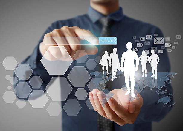 istock touching virtual icon of social network 521606900