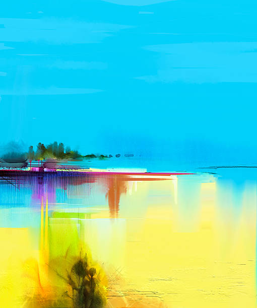 istock Abstract colorful oil painting landscape on canvas 521607014