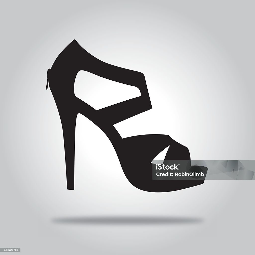 Black High heel Shoe icon Vector illustration of a black high heel shoe on a gray gradient background. High Heels stock vector