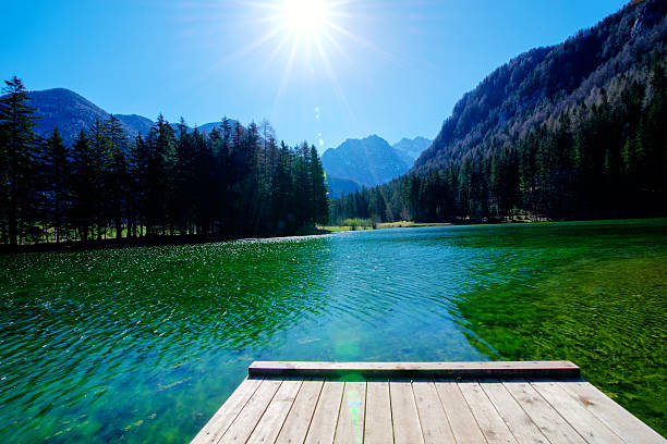 istock Pier on a mountain lake 521612554