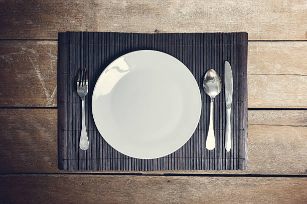 istock spoon, fork, knife and white dish on Platemat 521614372